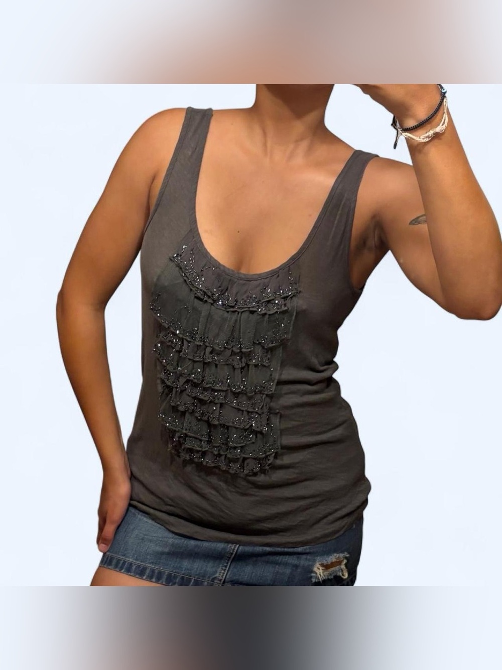 Y2K Grunge Ruffle Tank Top by J. Crew!